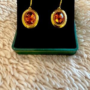 GORGEOUS Italian jeweler Rebekah gold plated citrine earrings.